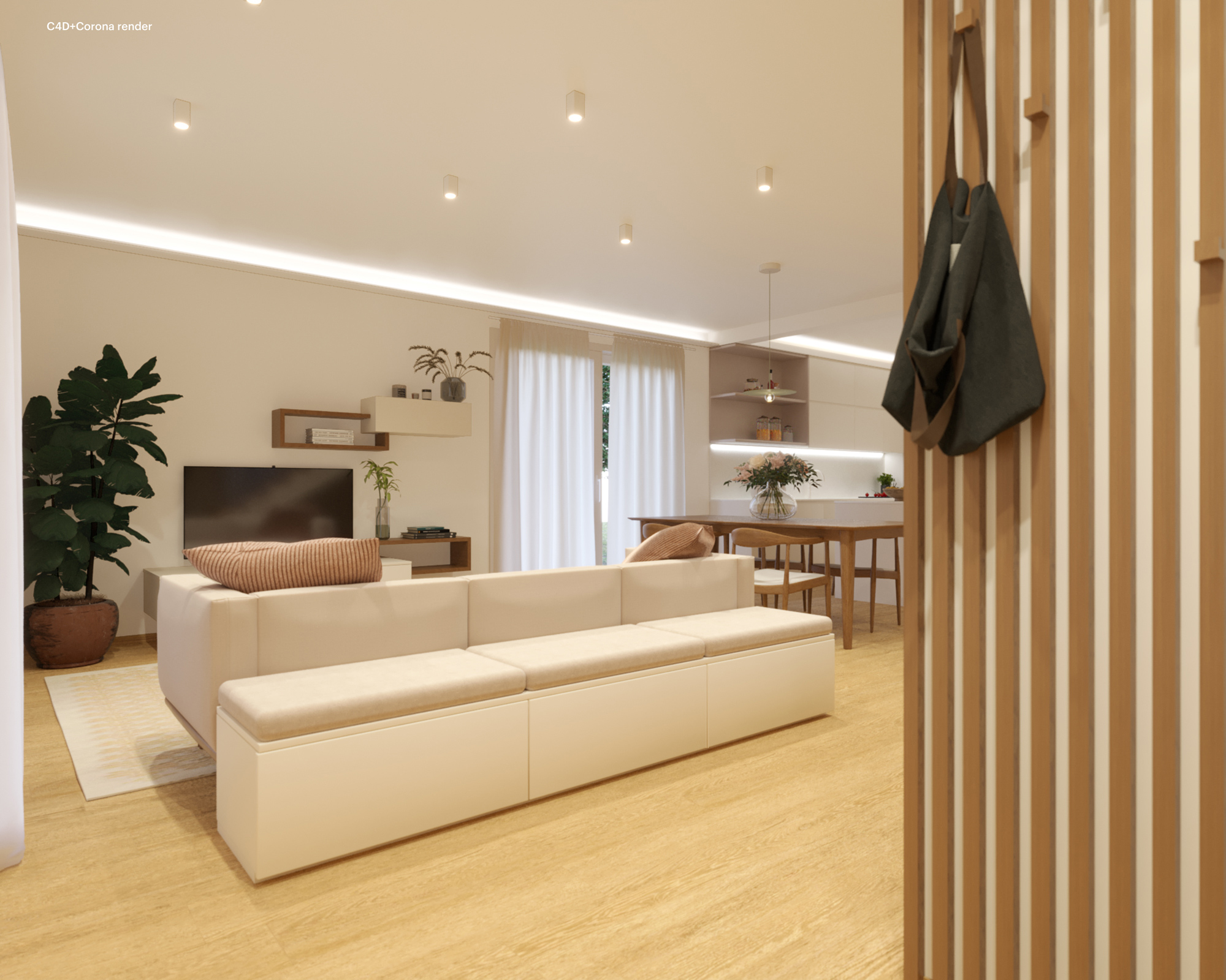 AI enhanced architectural render using Magnific AI for interior visualization